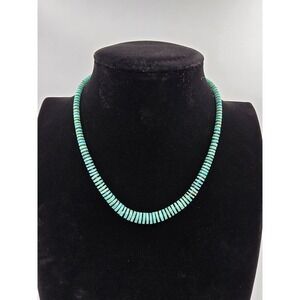Vintage Native American Turquoise Disc Bead Necklace 15" Southwestern